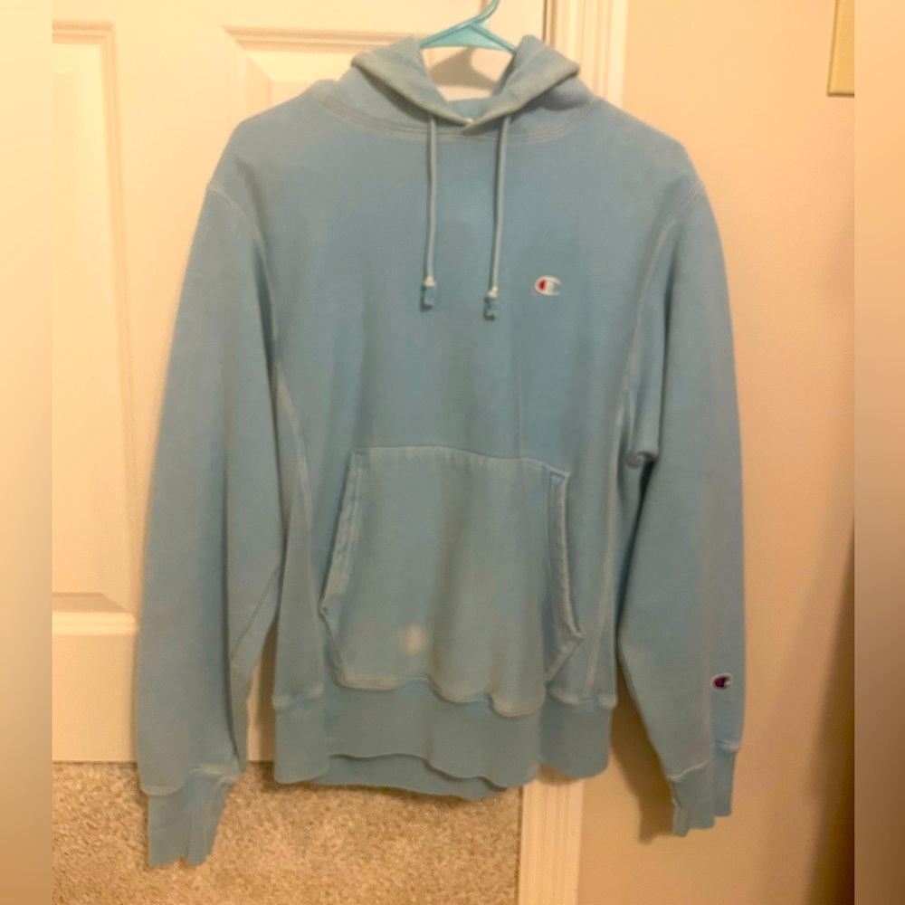 Champion Men's Blue Washed Look Hoodie